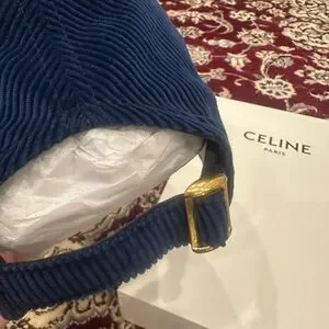 Celine Blue Corduroy Cap with Gold Buckle CELINE TRIOMPHE BASEBALL CAP NAVY CÉLINE | Mercari main image 4